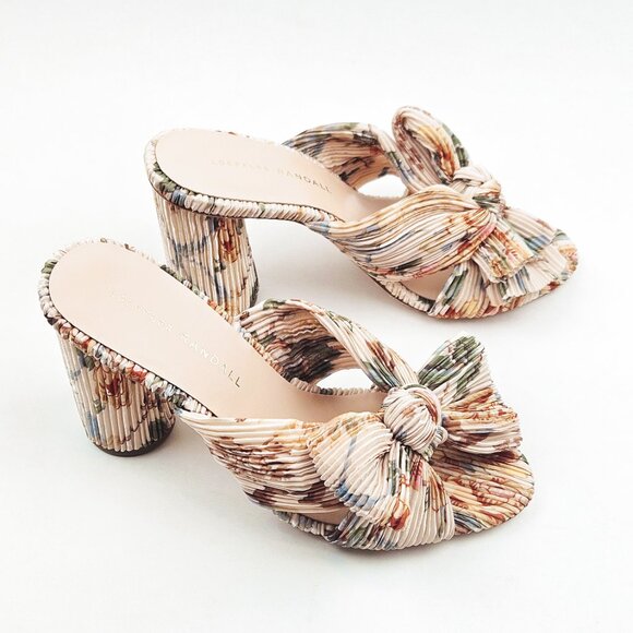 Loeffler Randall Penny Pleated Knot Mule Cream Botanical Floral - Picture 3 of 9